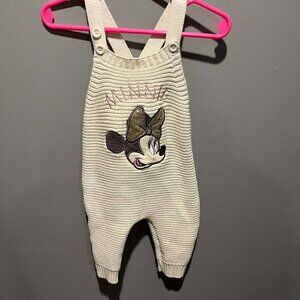 Baby Girl Minnie Mouse Knit Overalls 6/9 Months
